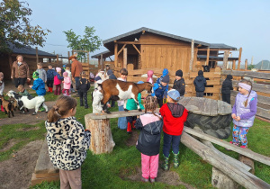 dzieci karmią zwierzęta