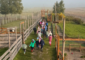 dzieci ida do labiryntu