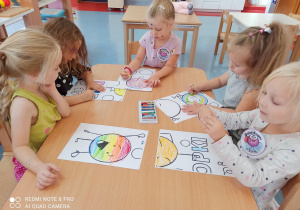 dzieci kolorują części plakatów