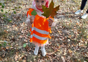 Dziewcztnka trzyma liść