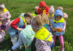 Dzieci chodzą po łące