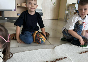 Chłopiec ułożył dary natury