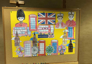 gazetka przedszkolna przedstawiająca pokolorowane symbole Wielkiej Brytanii