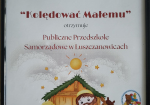 dyplom dla przedszkola za udział dzieci w konkursie kolęd i pastorałek