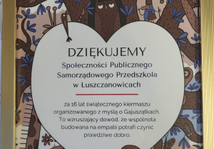 podziękowania od Fundacji