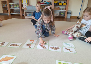 dziecko dobiera dinozaura do szkieletu