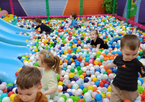 dzieci bawią się w basenie z kulkami